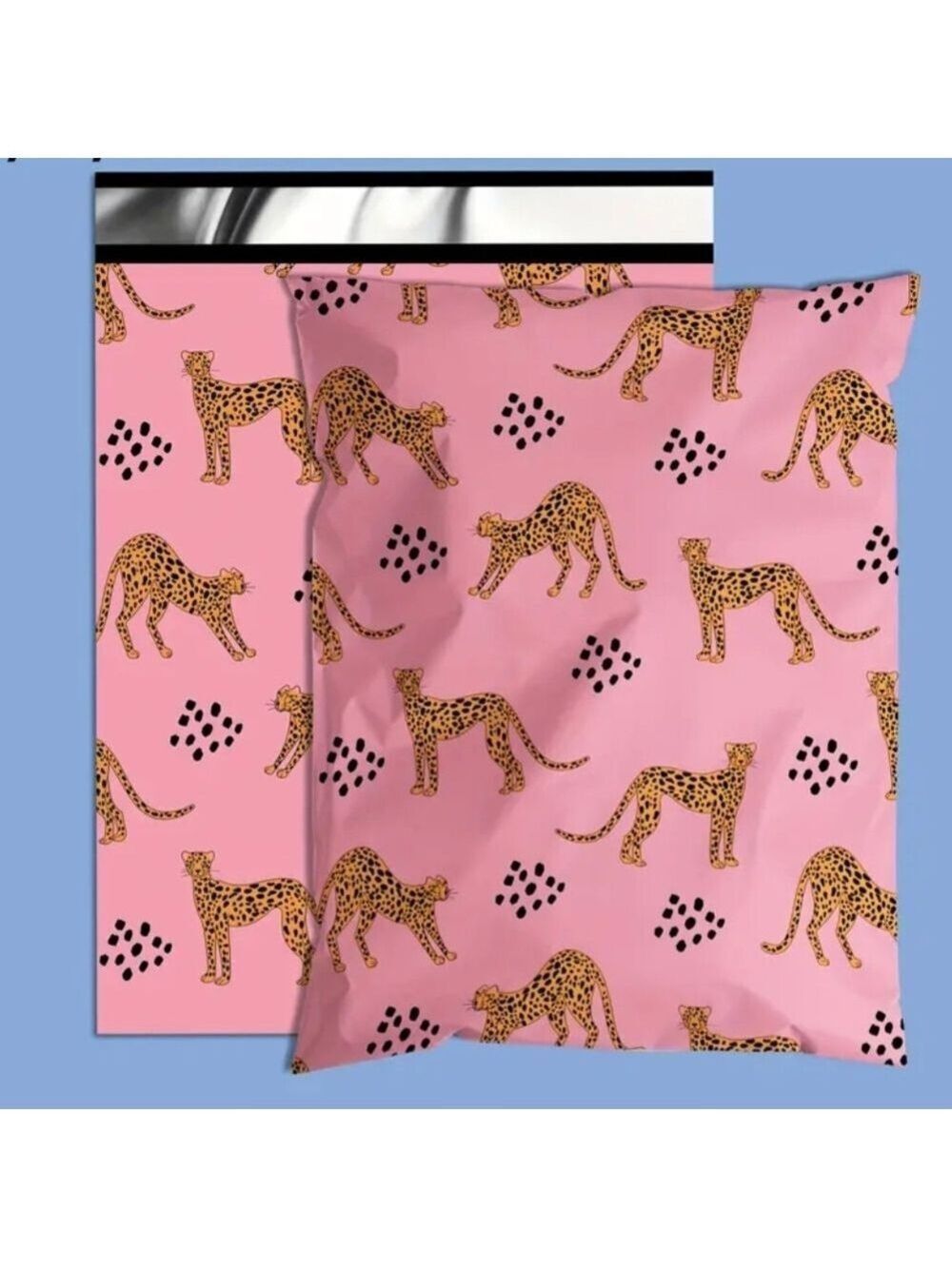 Ten Pink Leopard Print 12x15.5 Poly Mailers